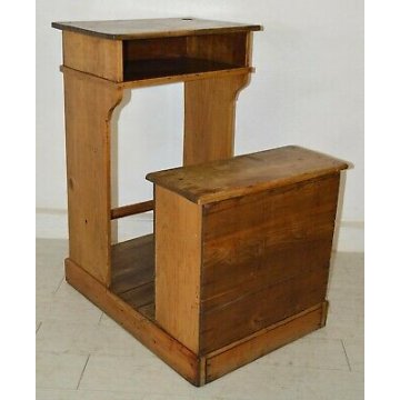 ANTICO BANCO SCUOLA epoca 900 scrivania SCRITTOIO old school desk BAULE convento