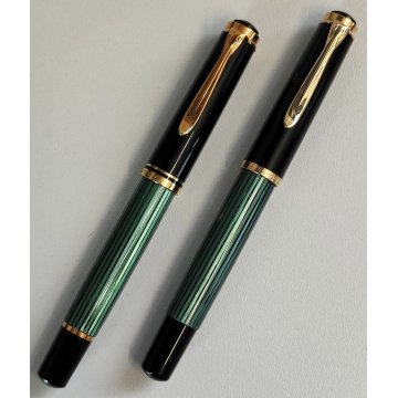 PELIKAN SOUVERAN Penna Stilografica M600 + Penna Sfera NERO VERDE Righe BOX nibF