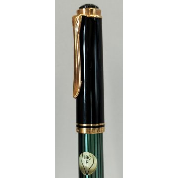 PELIKAN SOUVERAN Penna Stilografica M600 + Penna Sfera NERO VERDE Righe BOX nibF