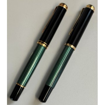 PELIKAN SOUVERAN Penna Stilografica M600 + Penna Sfera NERO VERDE Righe BOX nibF