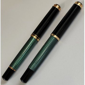 PELIKAN SOUVERAN Penna Stilografica M600 + Penna Sfera NERO VERDE Righe BOX nibF