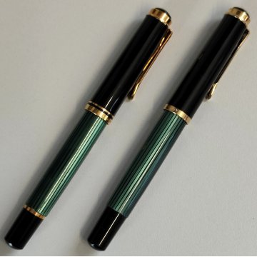 PELIKAN SOUVERAN Penna Stilografica M600 + Penna Sfera NERO VERDE Righe BOX nibF