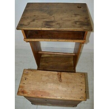 ANTICO BANCO SCUOLA epoca 900 scrivania SCRITTOIO old school desk BAULE convento