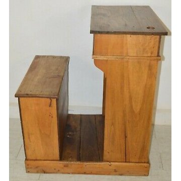 ANTICO BANCO SCUOLA epoca 900 scrivania SCRITTOIO old school desk BAULE convento
