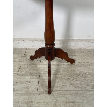ANTICO TAVOLINO LEGNO NOCE ROTONDO TREPPIEDE TRESPOLO EPOCA '900 SALA SALOTTO