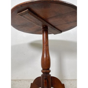 ANTICO TAVOLINO LEGNO NOCE ROTONDO TREPPIEDE TRESPOLO EPOCA '900 SALA SALOTTO