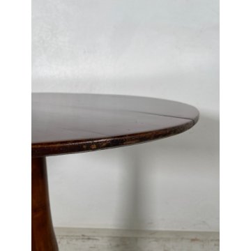 ANTICO TAVOLINO LEGNO NOCE ROTONDO TREPPIEDE TRESPOLO EPOCA '900 SALA SALOTTO