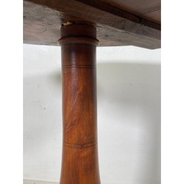 ANTICO TAVOLINO LEGNO NOCE ROTONDO TREPPIEDE TRESPOLO EPOCA '900 SALA SALOTTO