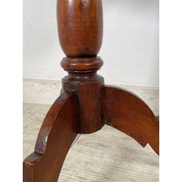 ANTICO TAVOLINO LEGNO NOCE ROTONDO TREPPIEDE TRESPOLO EPOCA '900 SALA SALOTTO