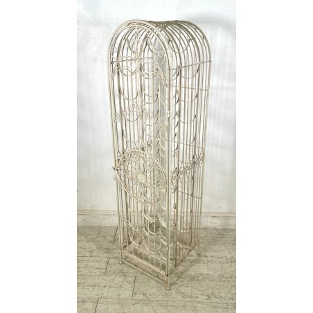 ANTICA CANTINETTA IN FERRO PORTA VINO 32 POSTI BOTTIGLIA ANTA METALLO VERNICIATO