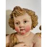 ANTICA COPPIA PUTTI ANGELI BAROCCHI CHERUBINI SCULTURA LEGNO 60cm/h XVII sec