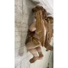 ANTICA COPPIA PUTTI ANGELI BAROCCHI CHERUBINI SCULTURA LEGNO 60cm/h XVII sec