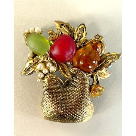 VINTAGE grande SPILLA MARTA MARZOTTO by ANNA BIBLO firmata CESTO FRUTTA