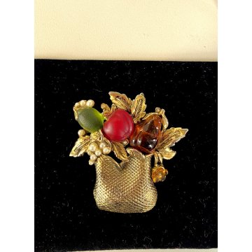 VINTAGE grande SPILLA MARTA MARZOTTO by ANNA BIBLO firmata CESTO FRUTTA