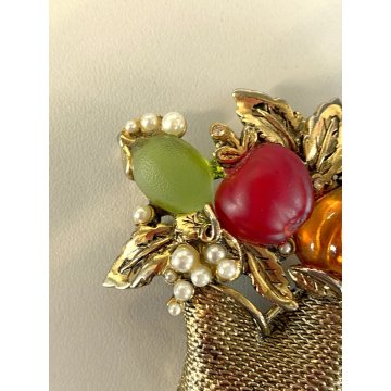 VINTAGE grande SPILLA MARTA MARZOTTO by ANNA BIBLO firmata CESTO FRUTTA