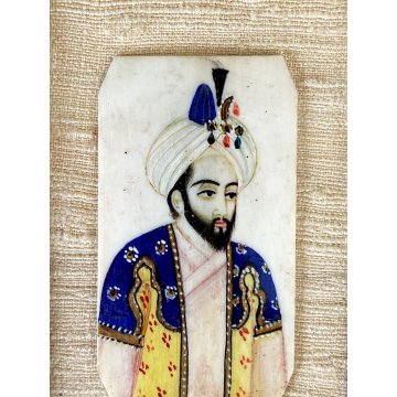 COPPIA ANTICA MINIATURA imperatori asiatici CORNICE LIBERTY metallo dorato 1800