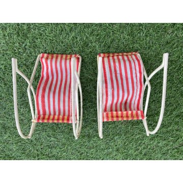 RARO SET DONDOLO + 2 SEDIE 1 TAVOLINO Barbie MATTEL TOYS FERRO TELA TIN TOY 1975