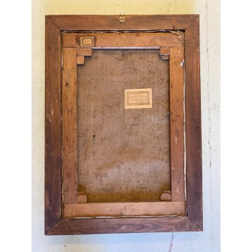ANTICO DIPINTO OLIO Giovanni Beltrami PAESAGGIO LACUSTRE FIGURA Scapigliatura