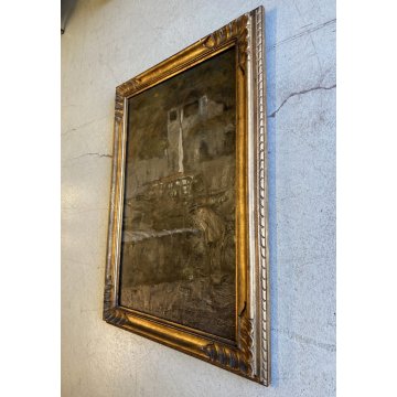 ANTICO DIPINTO OLIO Giovanni Beltrami PAESAGGIO LACUSTRE FIGURA Scapigliatura