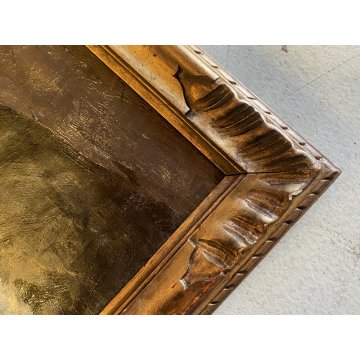 ANTICO DIPINTO OLIO Giovanni Beltrami PAESAGGIO LACUSTRE FIGURA Scapigliatura