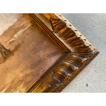 ANTICO DIPINTO OLIO Giovanni Beltrami PAESAGGIO LACUSTRE MONTANO Scapigliatura