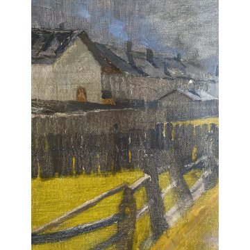 ANTICO DIPINTO OLIO Giovanni Beltrami PAESAGGIO RURALE CAMPAGNA Scapigliatura