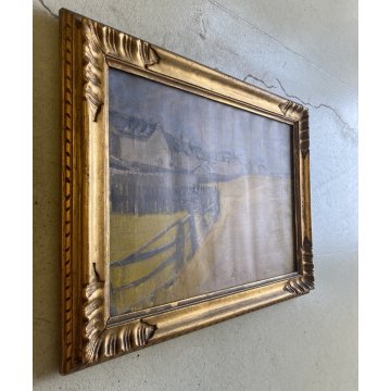 ANTICO DIPINTO OLIO Giovanni Beltrami PAESAGGIO RURALE CAMPAGNA Scapigliatura
