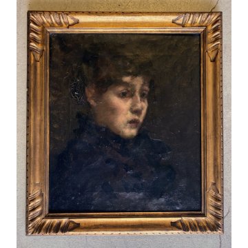 ANTICO DIPINTO OLIO Giovanni Beltrami RITRATTO FIGURA FEMMINILE SCAPIGLIATURA