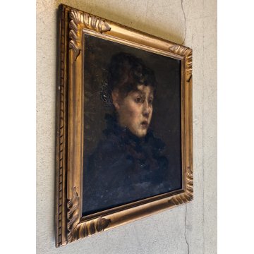 ANTICO DIPINTO OLIO Giovanni Beltrami RITRATTO FIGURA FEMMINILE SCAPIGLIATURA