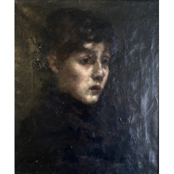 ANTICO DIPINTO OLIO Giovanni Beltrami RITRATTO FIGURA FEMMINILE SCAPIGLIATURA