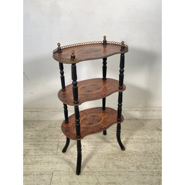 ANTICA ETAGERE INTARSIATA LEGNO 3 MENSOLE EPOCA 1800 LIBRERIA CONSOLLE TAVOLINO