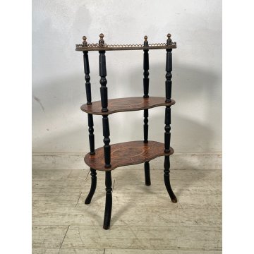 ANTICA ETAGERE INTARSIATA LEGNO 3 MENSOLE EPOCA 1800 LIBRERIA CONSOLLE TAVOLINO