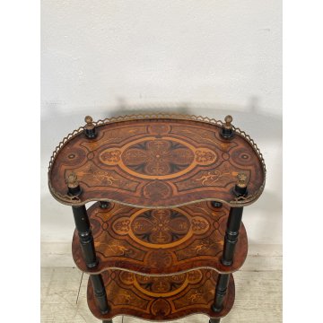 ANTICA ETAGERE INTARSIATA LEGNO 3 MENSOLE EPOCA 1800 LIBRERIA CONSOLLE TAVOLINO