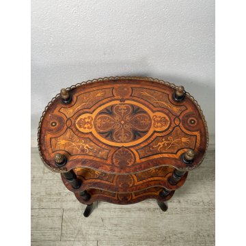 ANTICA ETAGERE INTARSIATA LEGNO 3 MENSOLE EPOCA 1800 LIBRERIA CONSOLLE TAVOLINO