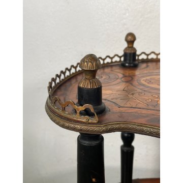 ANTICA ETAGERE INTARSIATA LEGNO 3 MENSOLE EPOCA 1800 LIBRERIA CONSOLLE TAVOLINO