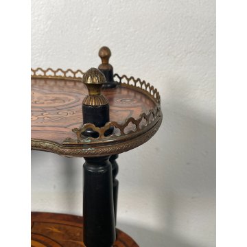 ANTICA ETAGERE INTARSIATA LEGNO 3 MENSOLE EPOCA 1800 LIBRERIA CONSOLLE TAVOLINO