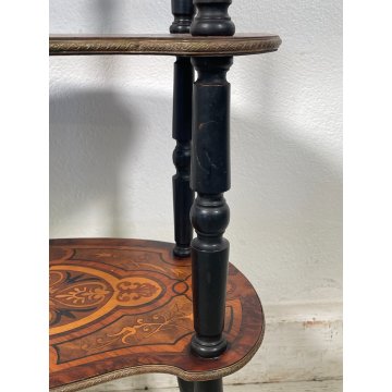 ANTICA ETAGERE INTARSIATA LEGNO 3 MENSOLE EPOCA 1800 LIBRERIA CONSOLLE TAVOLINO