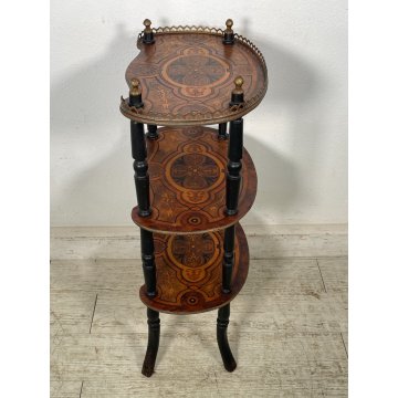 ANTICA ETAGERE INTARSIATA LEGNO 3 MENSOLE EPOCA 1800 LIBRERIA CONSOLLE TAVOLINO
