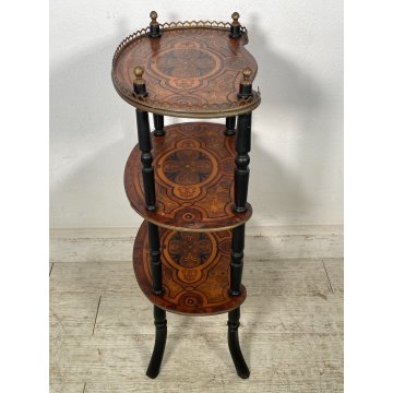 ANTICA ETAGERE INTARSIATA LEGNO 3 MENSOLE EPOCA 1800 LIBRERIA CONSOLLE TAVOLINO
