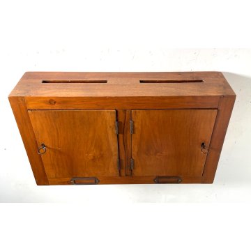 ANTICA CASSETTA PORTA LETTERE POSTA LEGNO NOCE EPOCA 1900 SERRATURA BUCA ANTA