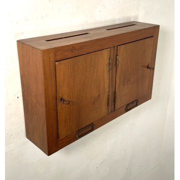 ANTICA CASSETTA PORTA LETTERE POSTA LEGNO NOCE EPOCA 1900 SERRATURA BUCA ANTA