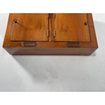 ANTICA CASSETTA PORTA LETTERE POSTA LEGNO NOCE EPOCA 1900 SERRATURA BUCA ANTA