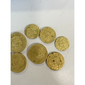 ANTICA BILANCIA 17 pesi MONETALI 1700 MONETE FRANCIA SPAGNA PARMA GENOVA sovrano