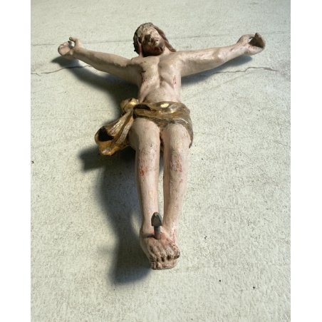 ANTICO CORPUS CHRISTI CROCIFISSO LEGNO POLICROMO 47 cm/h SCULTORE XVII-XVIII sec