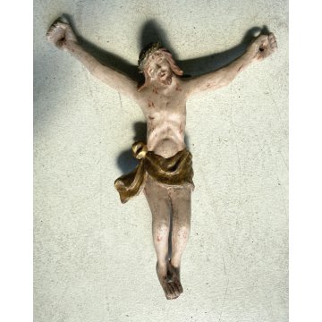ANTICO CORPUS CHRISTI CROCIFISSO LEGNO POLICROMO 47 cm/h SCULTORE XVII-XVIII sec