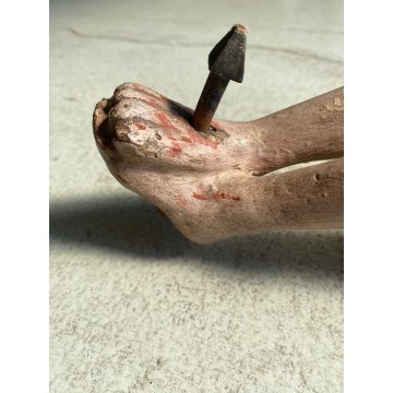 ANTICO CORPUS CHRISTI CROCIFISSO LEGNO POLICROMO 47 cm/h SCULTORE XVII-XVIII sec