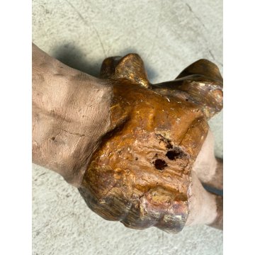 ANTICO CORPUS CHRISTI CROCIFISSO LEGNO POLICROMO 47 cm/h SCULTORE XVII-XVIII sec
