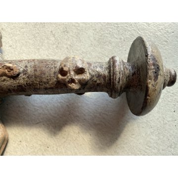 INSEGNA PROCESSIONALE CROCIFISSO LEGNO SCOLPITO 2 LATI PIETA' CORPUS CHRISTI 600