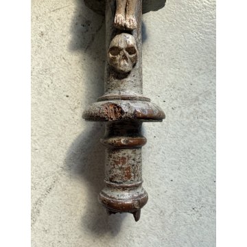 INSEGNA PROCESSIONALE CROCIFISSO LEGNO SCOLPITO 2 LATI PIETA' CORPUS CHRISTI 600