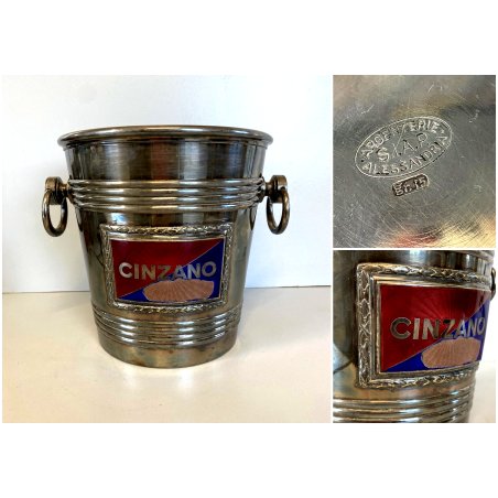 RARO SECCHIELLO GHIACCIO Cinzano ARGENTIERE S.I.A.P GLACETTE ICE BUCKET ANNI '20